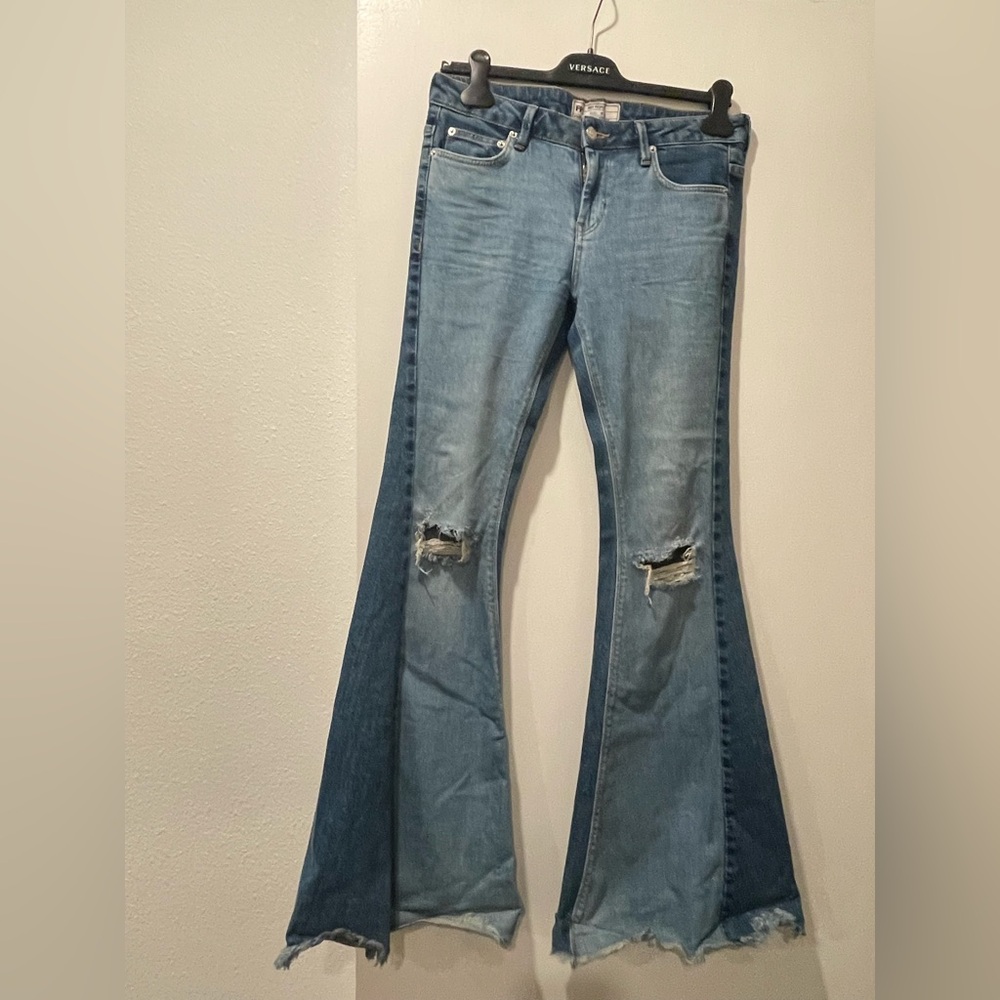 Free peopke Light Blue Distressed Flare Jeans